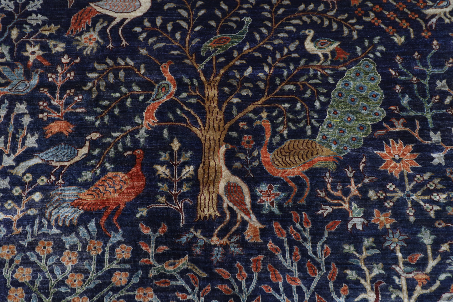 154 x 203 cm | Birds Blue Oriental Area Rug Afghan Hand Knotted Veg Dye Wool carpet