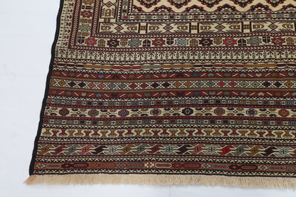 199 x 291 cm | Alfombra Kilm Multicolor de Lana Tradicional Oriental Tejida a Mano