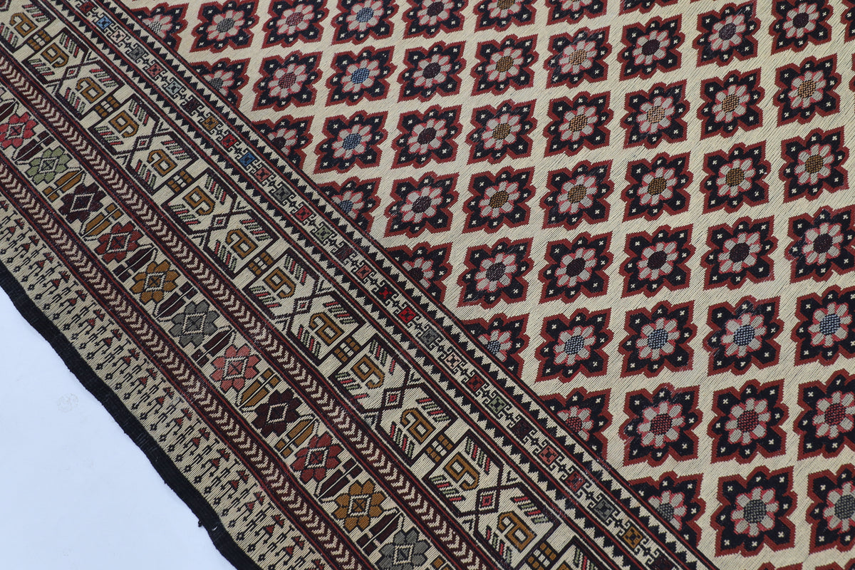 199 x 291 cm | Alfombra Kilm Multicolor de Lana Tradicional Oriental Tejida a Mano