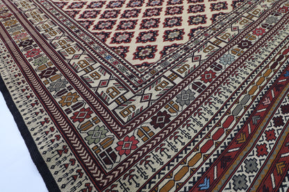 199 x 291 cm | Alfombra Kilm Multicolor de Lana Tradicional Oriental Tejida a Mano