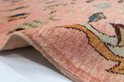 170 x 240 cm | Oriental Fish Pink Area Rug Afghan Hand Knotted Veg Dye Wool carpet