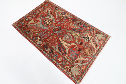 100 x 147 cm | Alfombra Oriental Mamluk Azul Afgano Anudada a Mano Lana Teñida con Tintes Vegetales