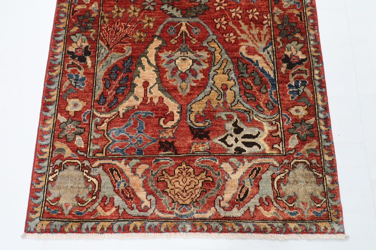 100 x 147 cm | Alfombra Oriental Mamluk Azul Afgano Anudada a Mano Lana Teñida con Tintes Vegetales