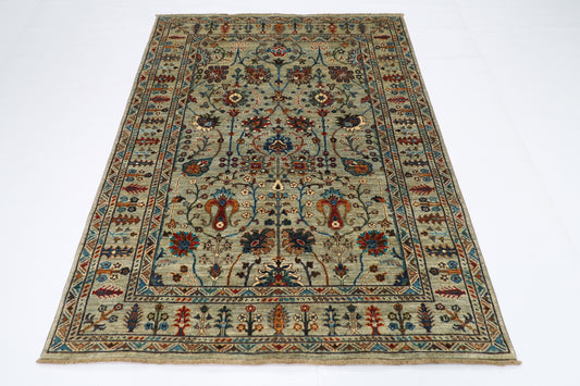 151 x 195 cm | Sultani Afghan Tribal Hand Knotted Veg Dye Wool carpet