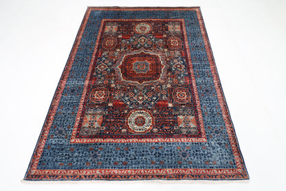 148 x 206 cm | Mamluk Afghan Tribal Hand Knotted Veg Dye Wool carpet