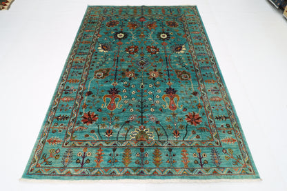 171 x 238 cm | Sultani Turquoise Afghan Tribal Hand Knotted Veg Dye Wool carpet