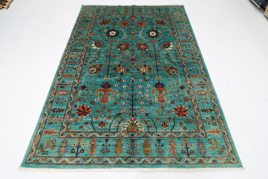 171 x 238 cm | Sultani Turquoise Afghan Tribal Hand Knotted Veg Dye Wool carpet