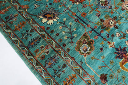 171 x 238 cm | Sultani Turquoise Afghan Tribal Hand Knotted Veg Dye Wool carpet