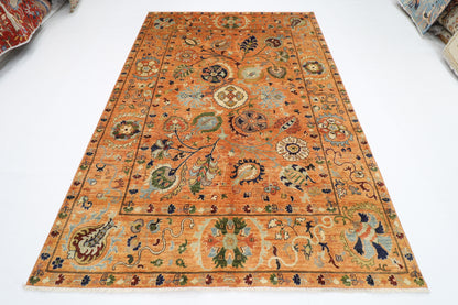 202 x 289 cm | Oriental Suzani Gold Area Rug Afghan Hand Knotted Veg Dye Wool carpet