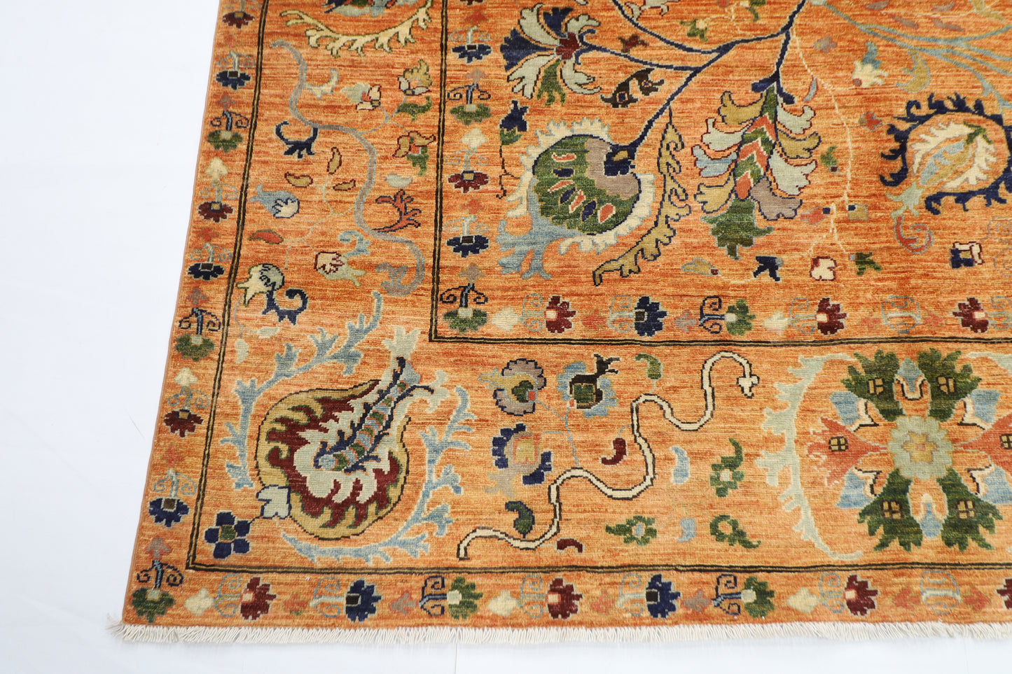202 x 289 cm | Oriental Suzani Gold Area Rug Afghan Hand Knotted Veg Dye Wool carpet