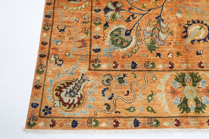 202 x 289 cm | Oriental Suzani Gold Area Rug Afghan Hand Knotted Veg Dye Wool carpet