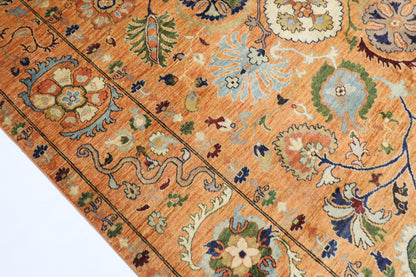 202 x 289 cm | Oriental Suzani Gold Area Rug Afghan Hand Knotted Veg Dye Wool carpet