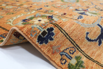 202 x 289 cm | Oriental Suzani Gold Area Rug Afghan Hand Knotted Veg Dye Wool carpet