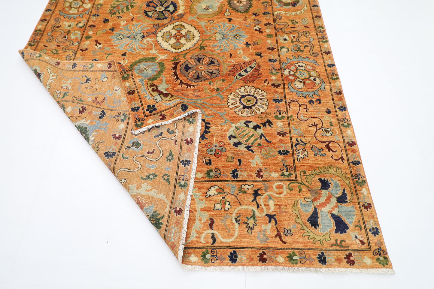 202 x 289 cm | Oriental Suzani Gold Area Rug Afghan Hand Knotted Veg Dye Wool carpet