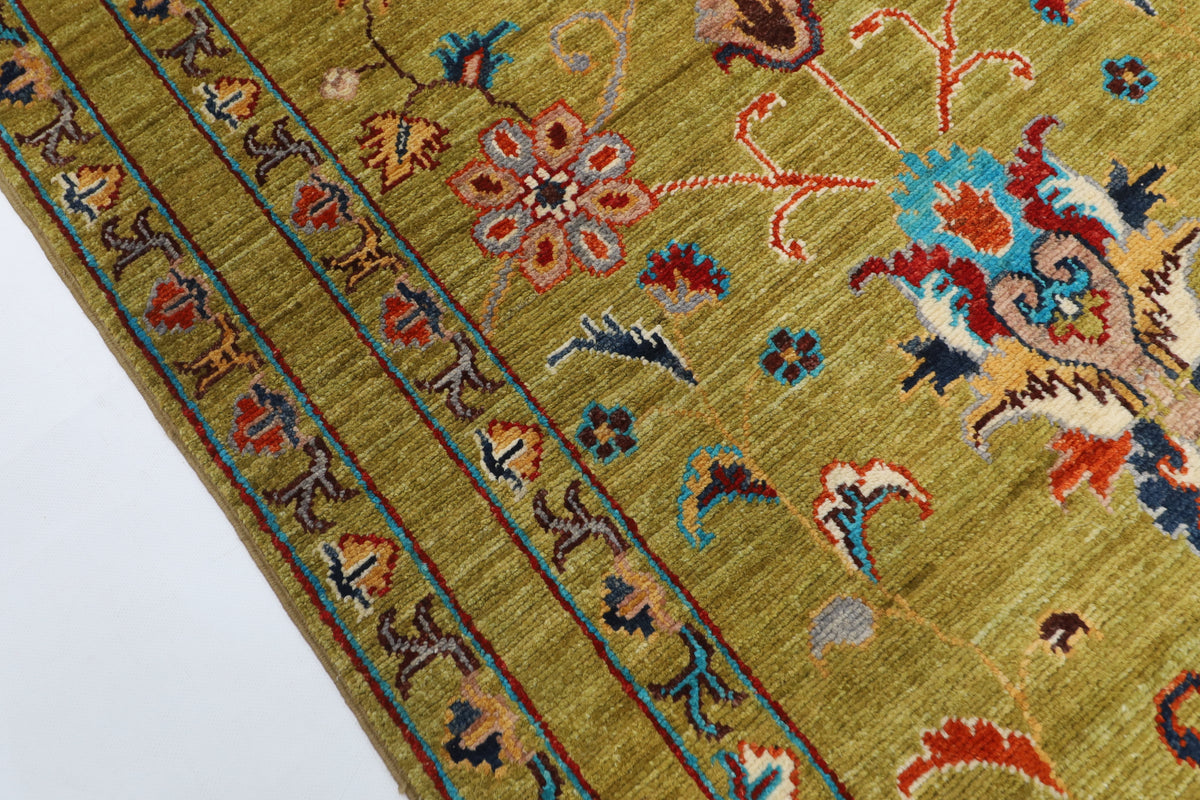 84 x 124 cm | Floral Green Oriental Afghan Hand Knotted Wool carpet