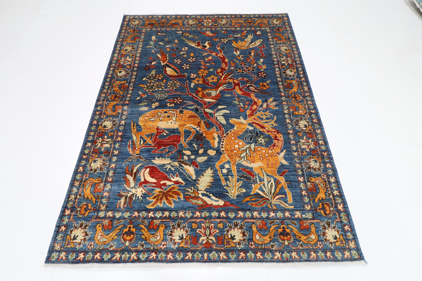 151 x 202 cm | Oriental beer Animal Area Rug Afghan Hand Knotted Veg Dye Wool carpet