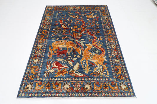 151 x 202 cm | Oriental beer Animal Area Rug Afghan Hand Knotted Veg Dye Wool carpet