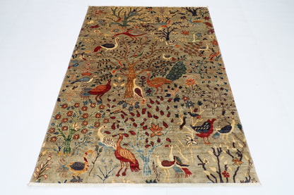 148 x 198 cm | Birds Afghan Tribal Hand Knotted Veg Dye Wool carpet