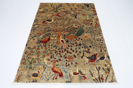 148 x 198 cm | Birds Afghan Tribal Hand Knotted Veg Dye Wool carpet