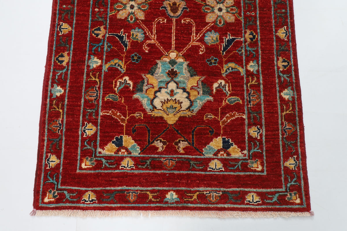 80 x 119 cm | Floral Red Oriental Afghan Hand Knotted Wool carpet
