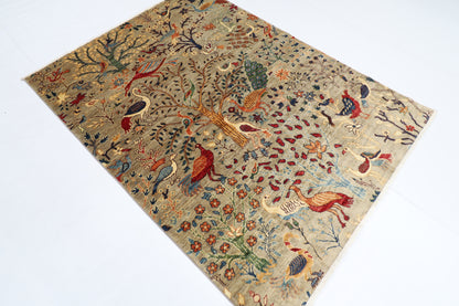 148 x 198 cm | Birds Afghan Tribal Hand Knotted Veg Dye Wool carpet