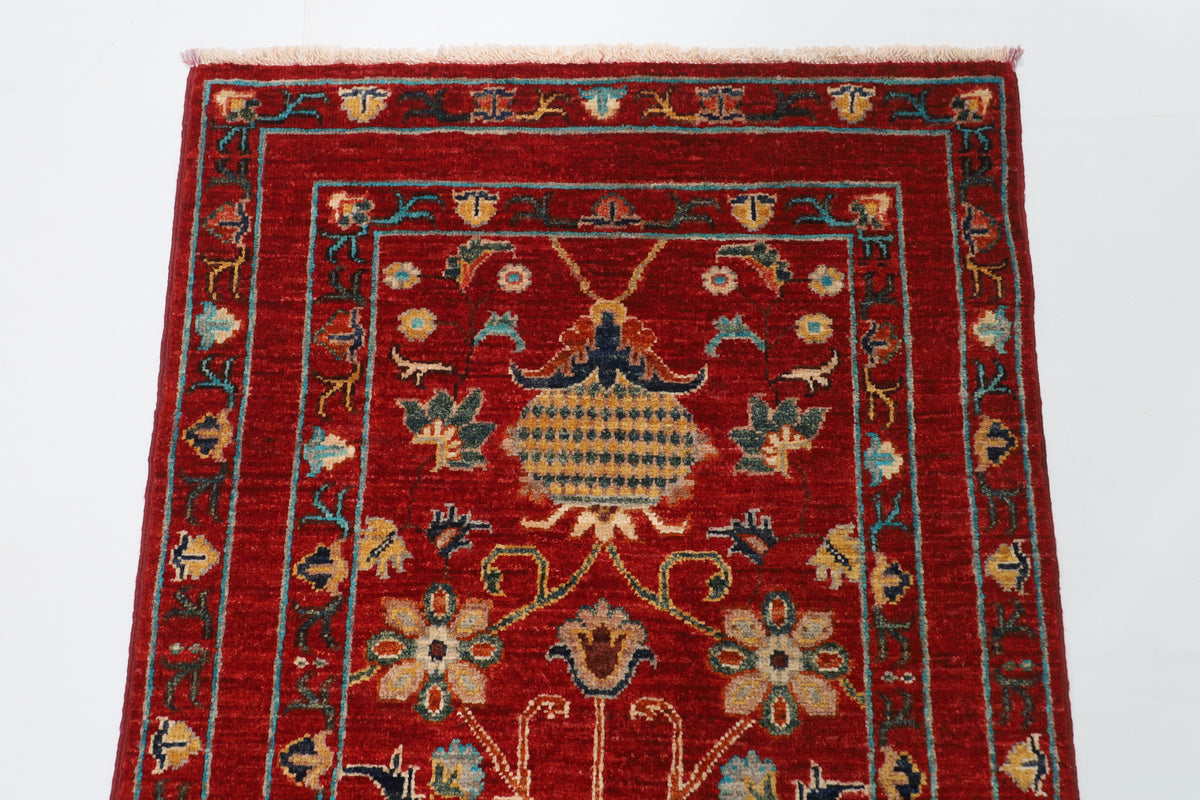 80 x 119 cm | Floral Red Oriental Afghan Hand Knotted Wool carpet