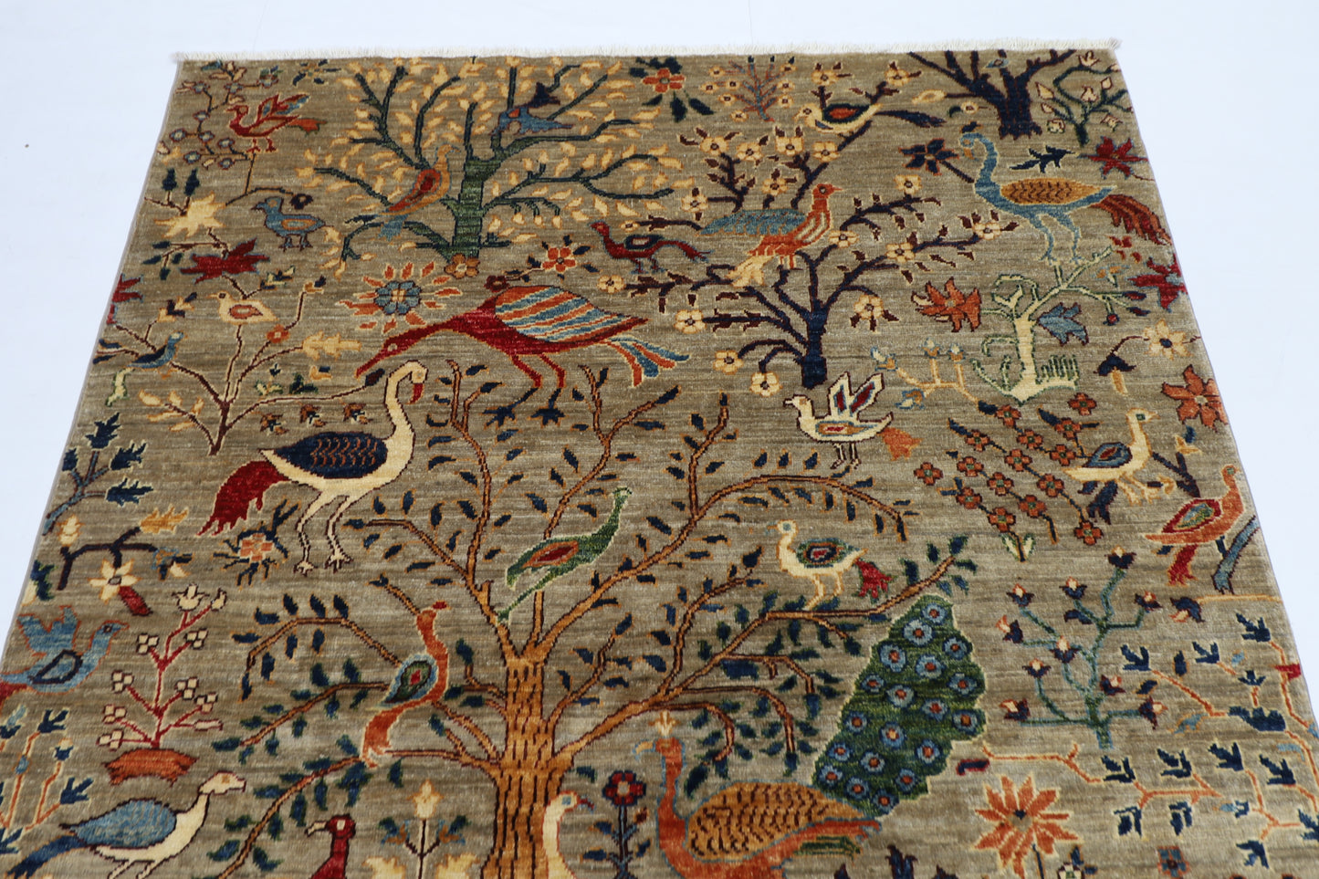 148 x 198 cm | Birds Afghan Tribal Hand Knotted Veg Dye Wool carpet