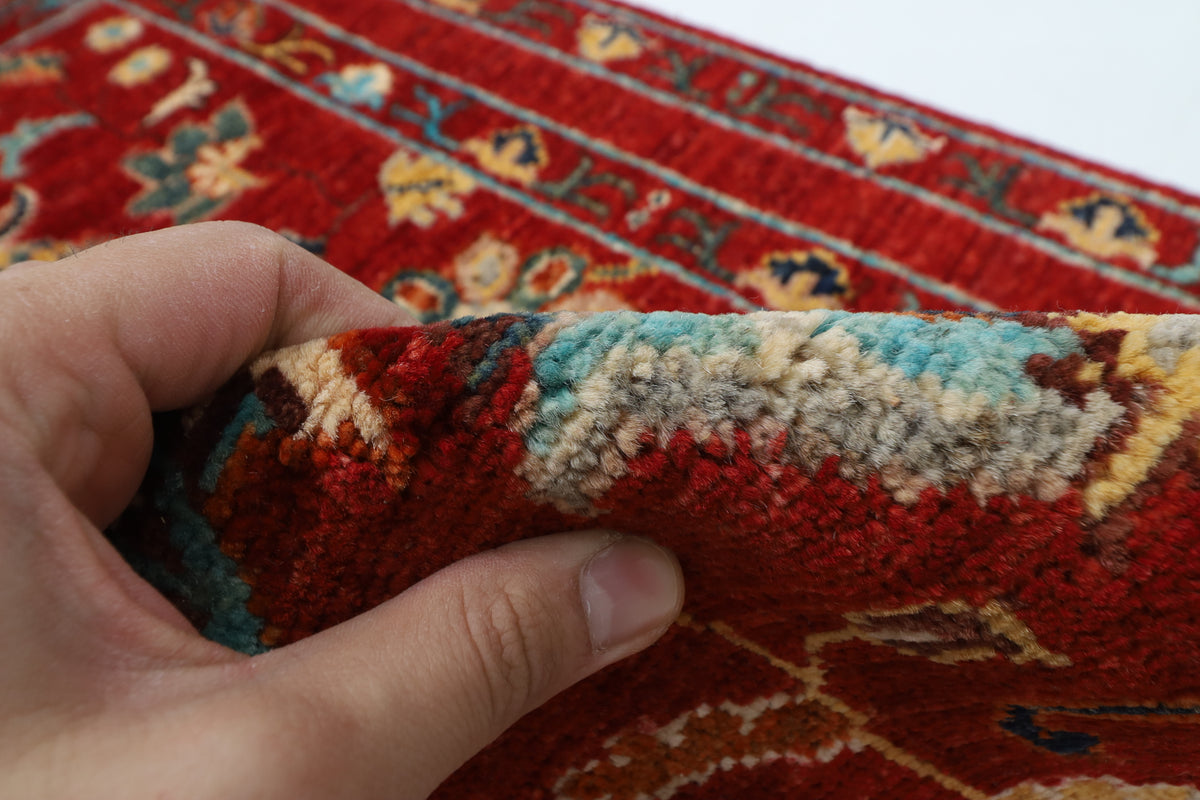 80 x 119 cm | Floral Red Oriental Afghan Hand Knotted Wool carpet