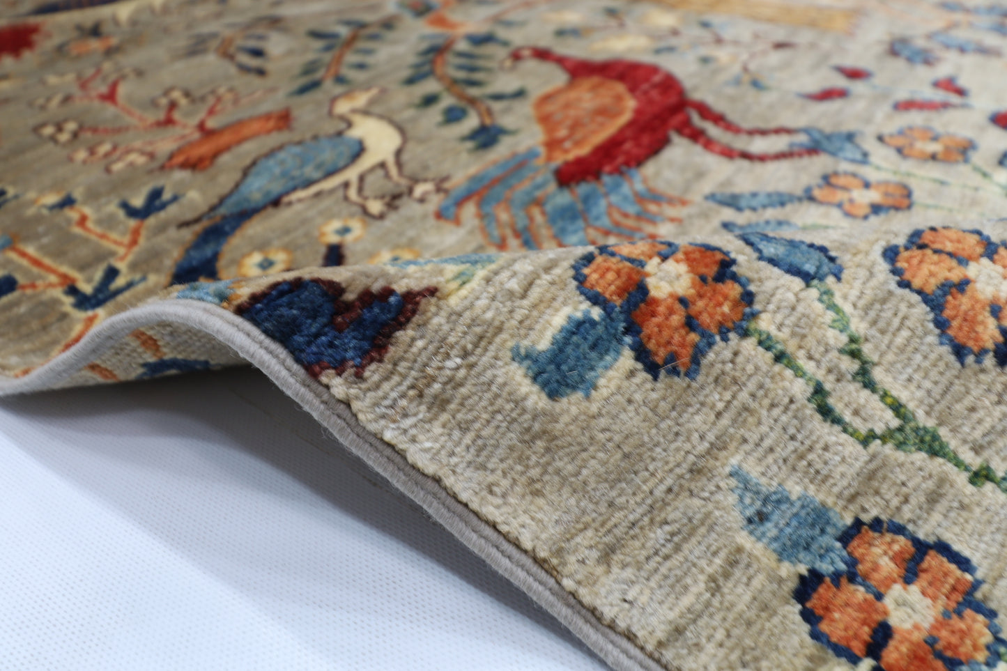 148 x 198 cm | Birds Afghan Tribal Hand Knotted Veg Dye Wool carpet