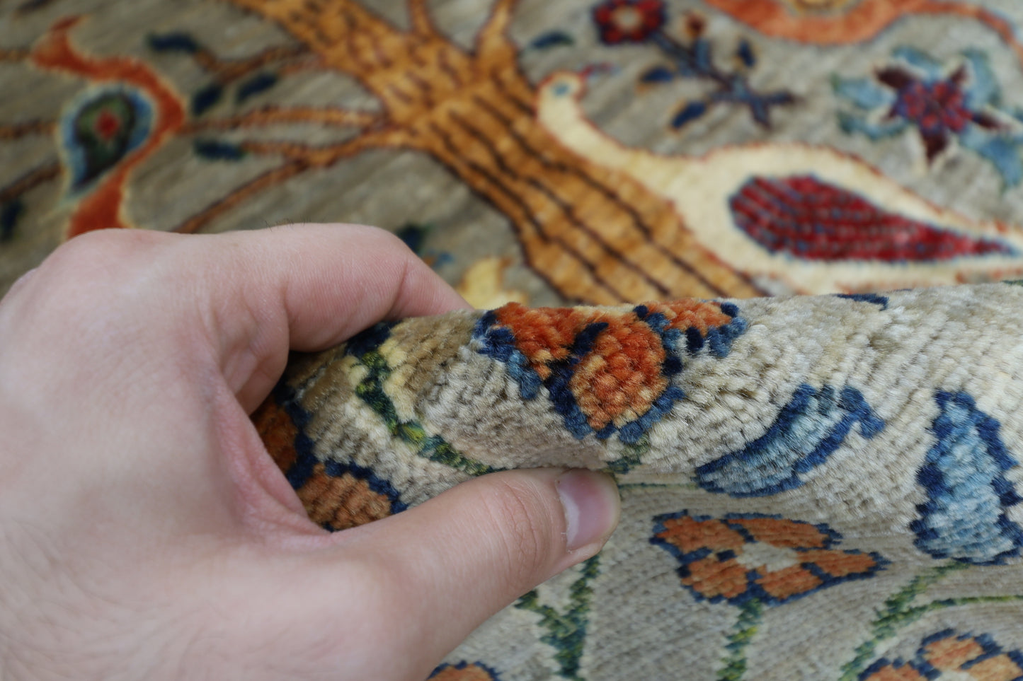 148 x 198 cm | Birds Afghan Tribal Hand Knotted Veg Dye Wool carpet