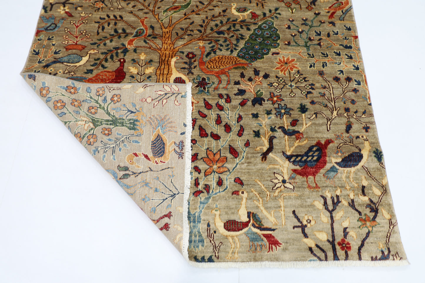 148 x 198 cm | Birds Afghan Tribal Hand Knotted Veg Dye Wool carpet