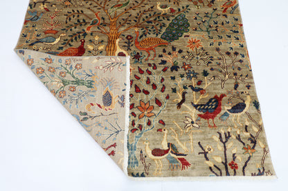 148 x 198 cm | Birds Afghan Tribal Hand Knotted Veg Dye Wool carpet