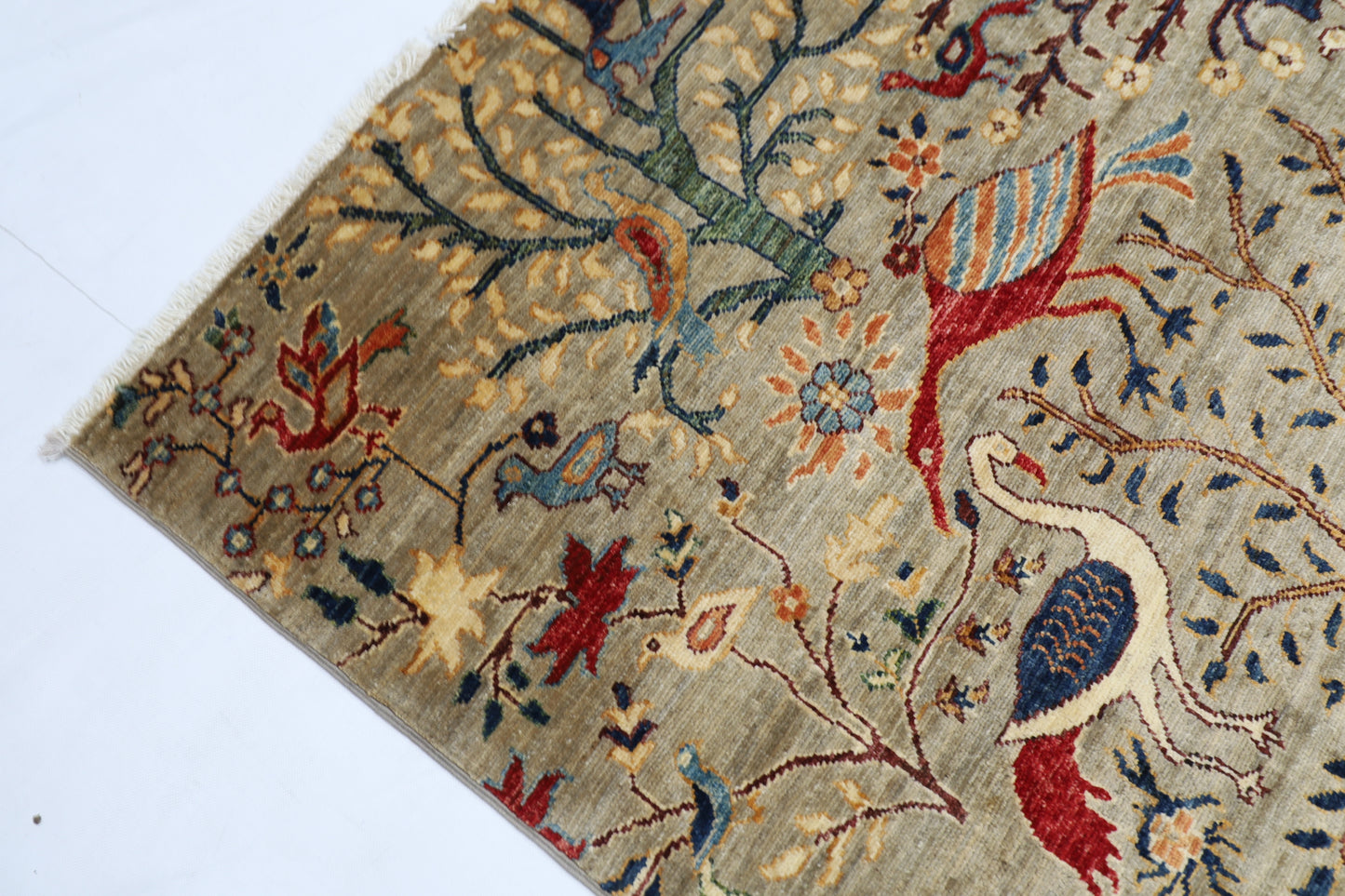 148 x 198 cm | Birds Afghan Tribal Hand Knotted Veg Dye Wool carpet
