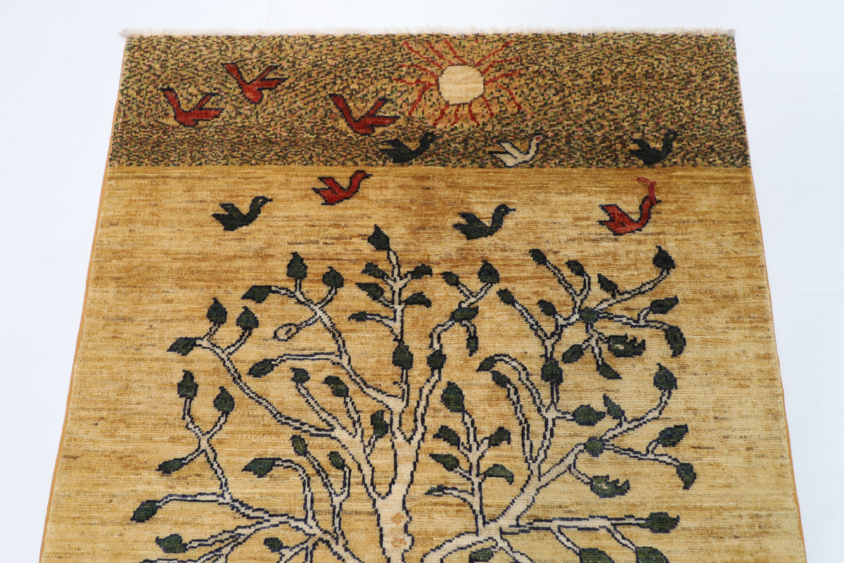 97 x 155 cm | Landscape Oriental Afghan Hand Knotted Wool carpet