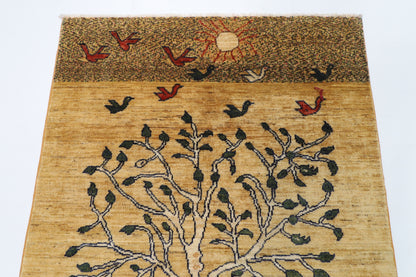 97 x 155 cm | Landscape Oriental Afghan Hand Knotted Wool carpet