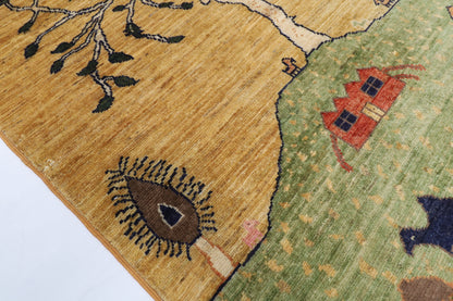 97 x 155 cm | Landscape Oriental Afghan Hand Knotted Wool carpet
