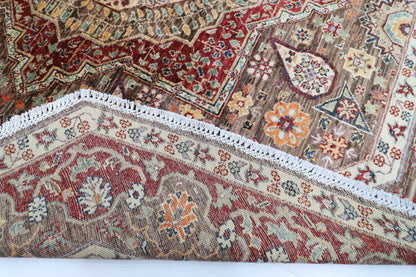 197 x 199 cm | Mamluk Brown Oriental Round Rug Afghan Hand Knotted Veg Dye Wool carpet