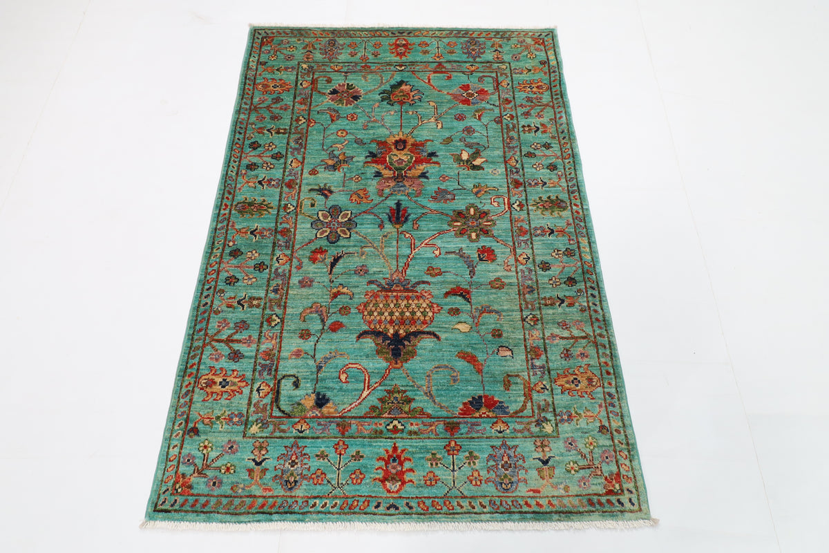 101 x 150 cm | Floral Oriental Afghan Hand Knotted Wool carpet