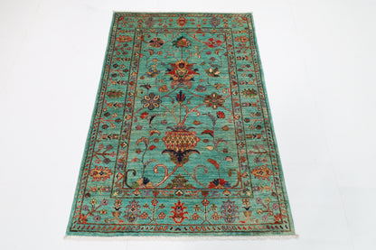 101 x 150 cm | Floral Oriental Afghan Hand Knotted Wool carpet