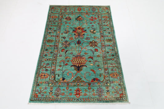 101 x 150 cm | Floral Oriental Afghan Hand Knotted Wool carpet