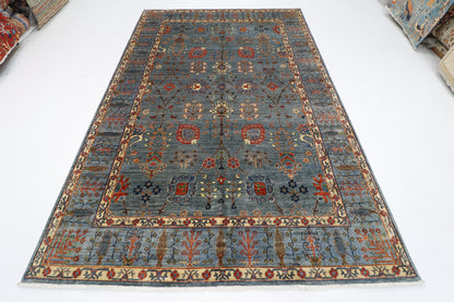203 x 303 cm | Sultani Gray Oriental Area Rug Afghan Hand Knotted Veg Dye Wool carpet