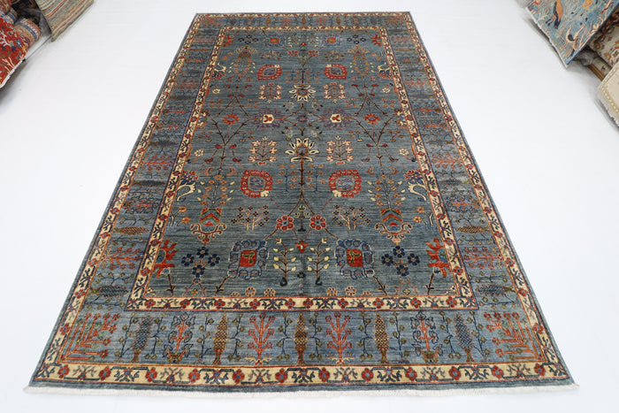 203 x 303 cm | Sultani Gray Oriental Area Rug Afghan Hand Knotted Veg Dye Wool carpet