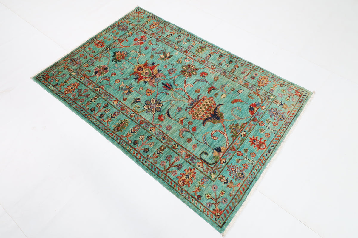 101 x 150 cm | Floral Oriental Afghan Hand Knotted Wool carpet