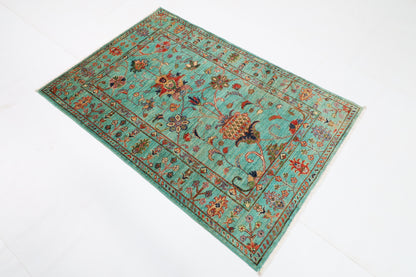 101 x 150 cm | Floral Oriental Afghan Hand Knotted Wool carpet