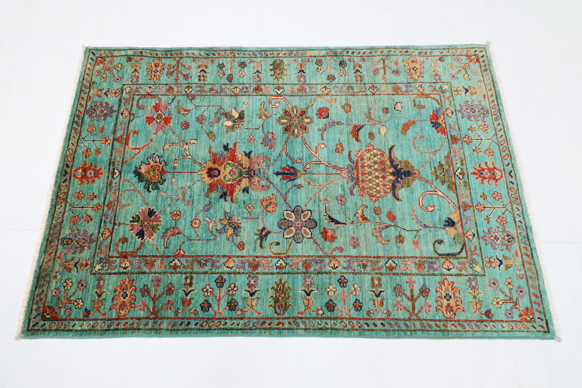 101 x 150 cm | Floral Oriental Afghan Hand Knotted Wool carpet