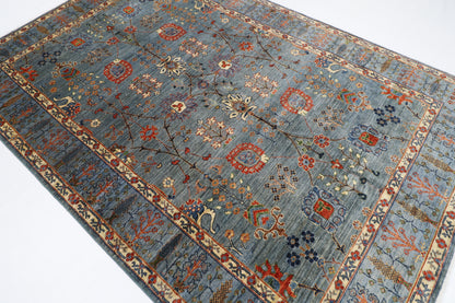 203 x 303 cm | Sultani Gray Oriental Area Rug Afghan Hand Knotted Veg Dye Wool carpet