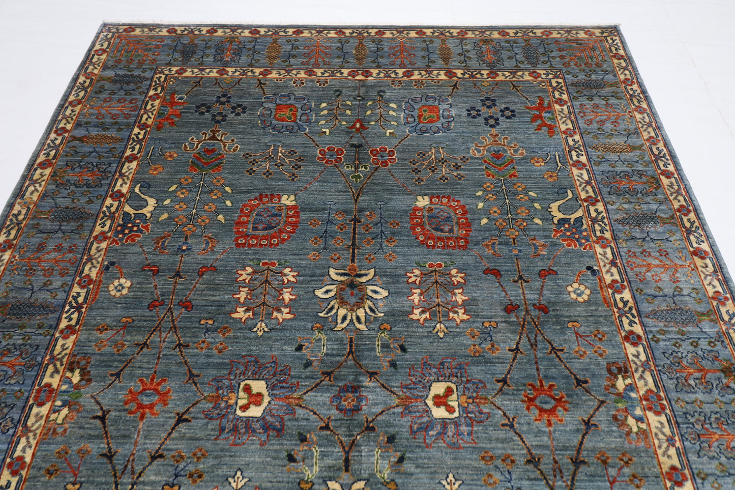 203 x 303 cm | Sultani Gray Oriental Area Rug Afghan Hand Knotted Veg Dye Wool carpet