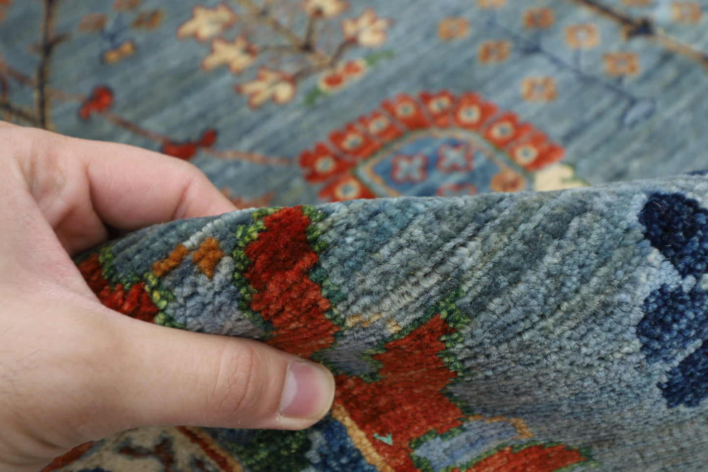 203 x 303 cm | Sultani Gray Oriental Area Rug Afghan Hand Knotted Veg Dye Wool carpet