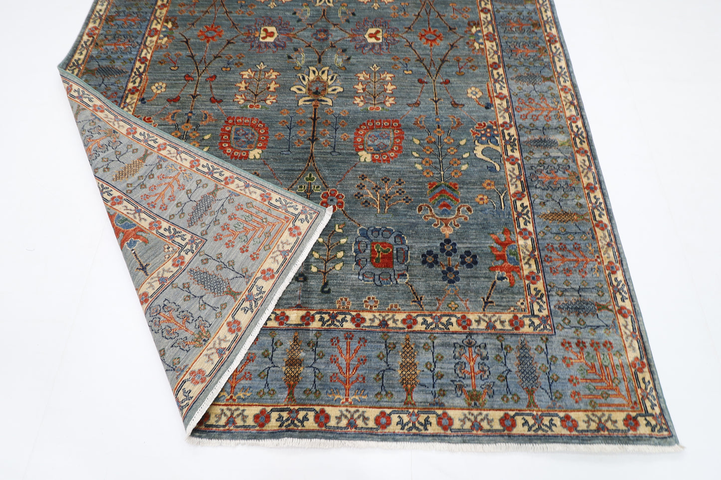 203 x 303 cm | Sultani Gray Oriental Area Rug Afghan Hand Knotted Veg Dye Wool carpet