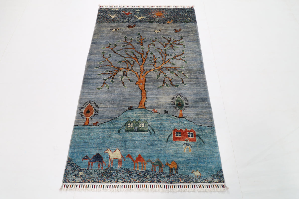 99 x 164 cm | Landscape Oriental Afghan Hand Knotted Wool carpet